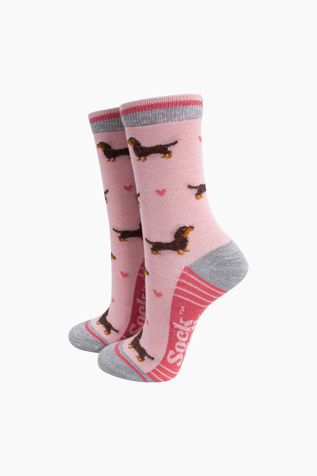 Sausage-Dogs-Hearts-Fluffy-Bamboo-Socks-in-Pink-Mannequin