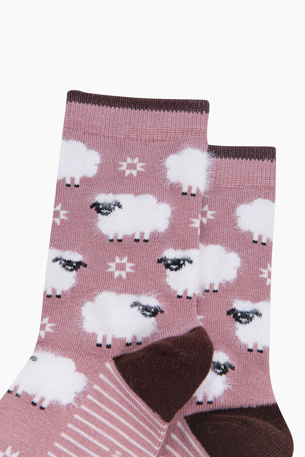 Pink-Sheep-Women's-Fluffy-Bamboo-Socks-Close-Up