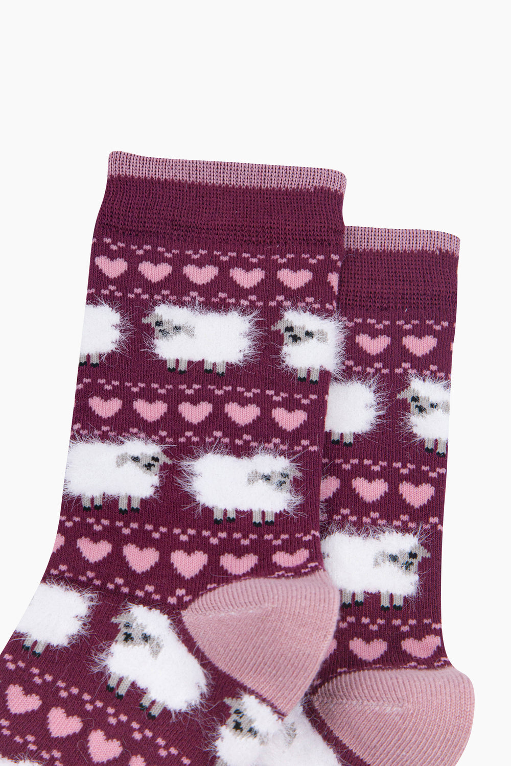 Berry-Sheep-Women's-Fluffy-Bamboo-Socks-Close-Up