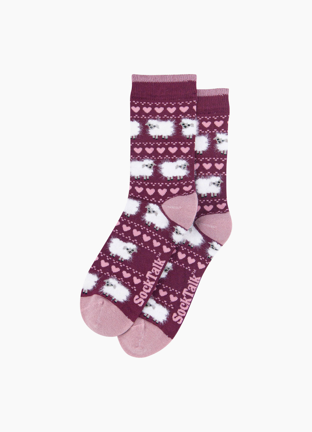 Berry-Sheep-Women's-Fluffy-Bamboo-Socks-Laid-Flat