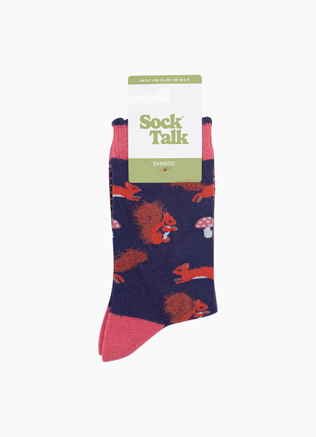 Navy-Squirrel-Women's-Fluffy-Bamboo-Socks-In-Packaging