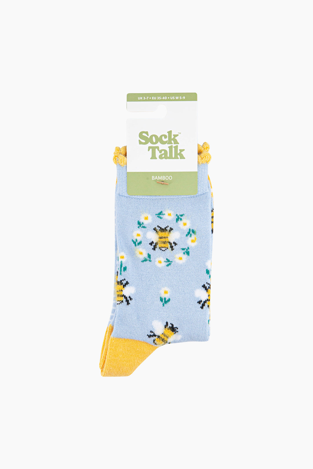 Bee-Wreath-Fluffy-Bamboo-Socks-in-Blue-In-Packaging