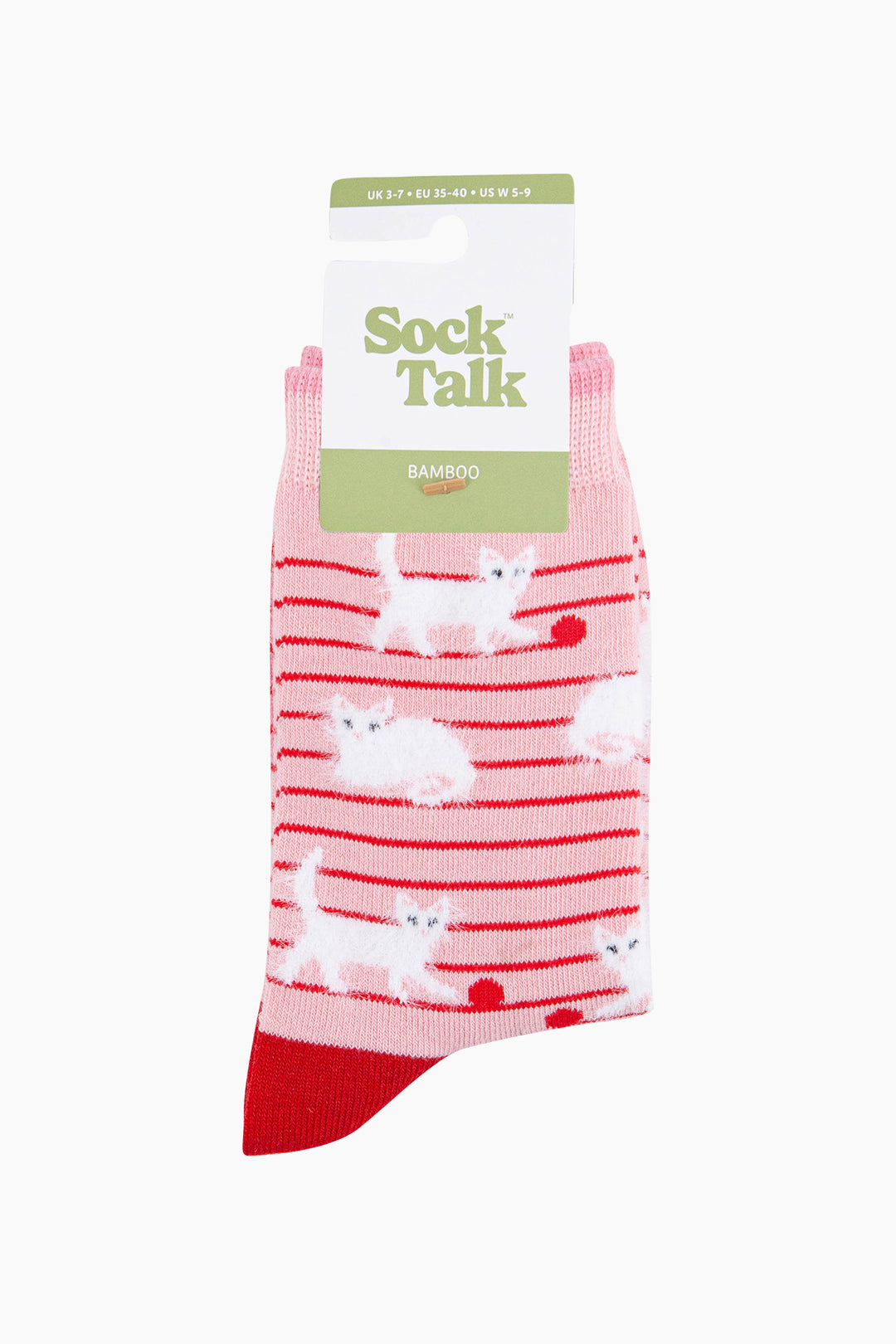Cat-Stripe-Bamboo-Fluffy-Crew-Socks-for-Women-Pink-In-Packaging