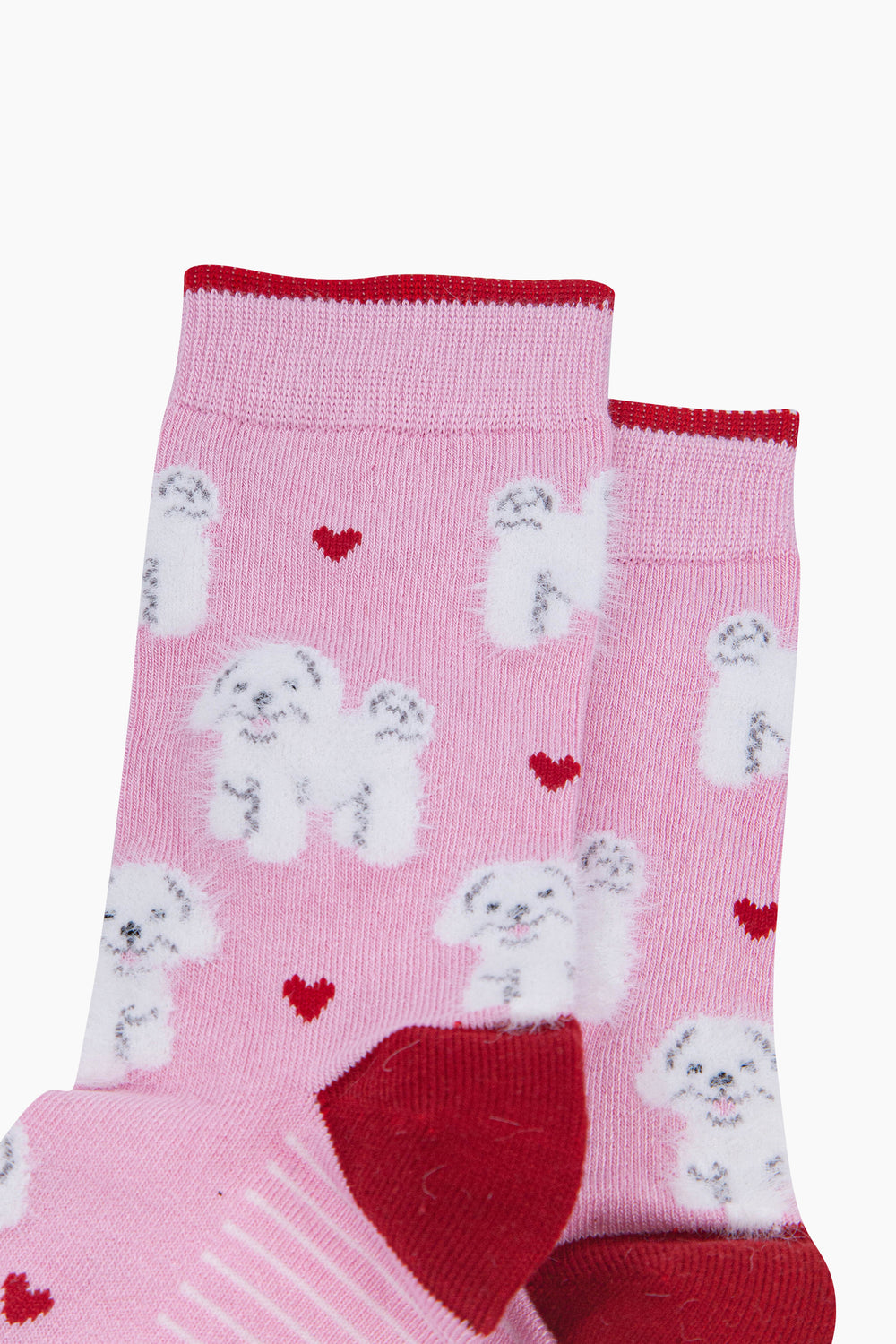 Pink-Dog-Women's-Fluffy-Bamboo-Socks-Close-Up