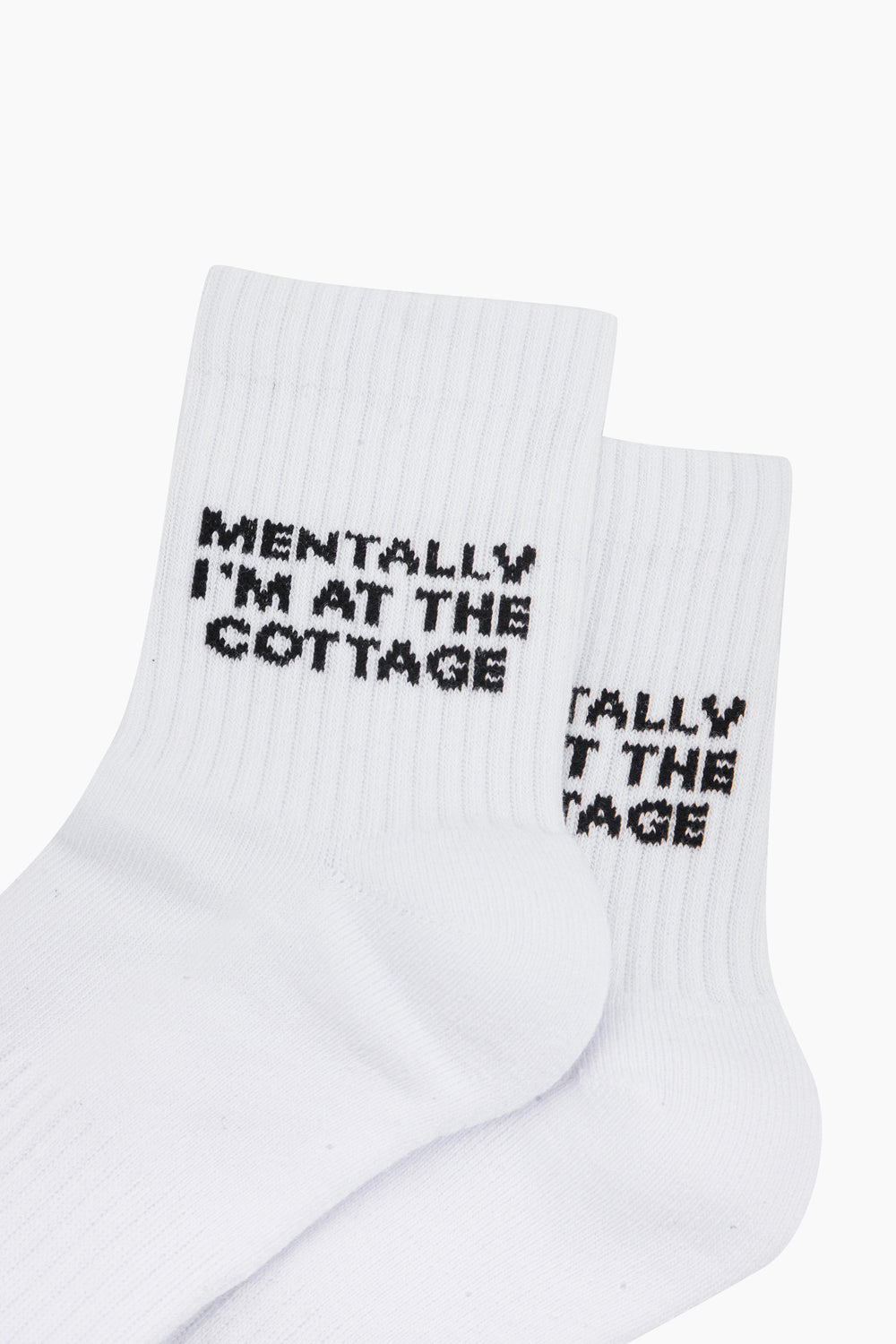 Mentally-I'm-At-The-Cottage-Organic-Cotton-Sports-Socks-in-White-Close-Up