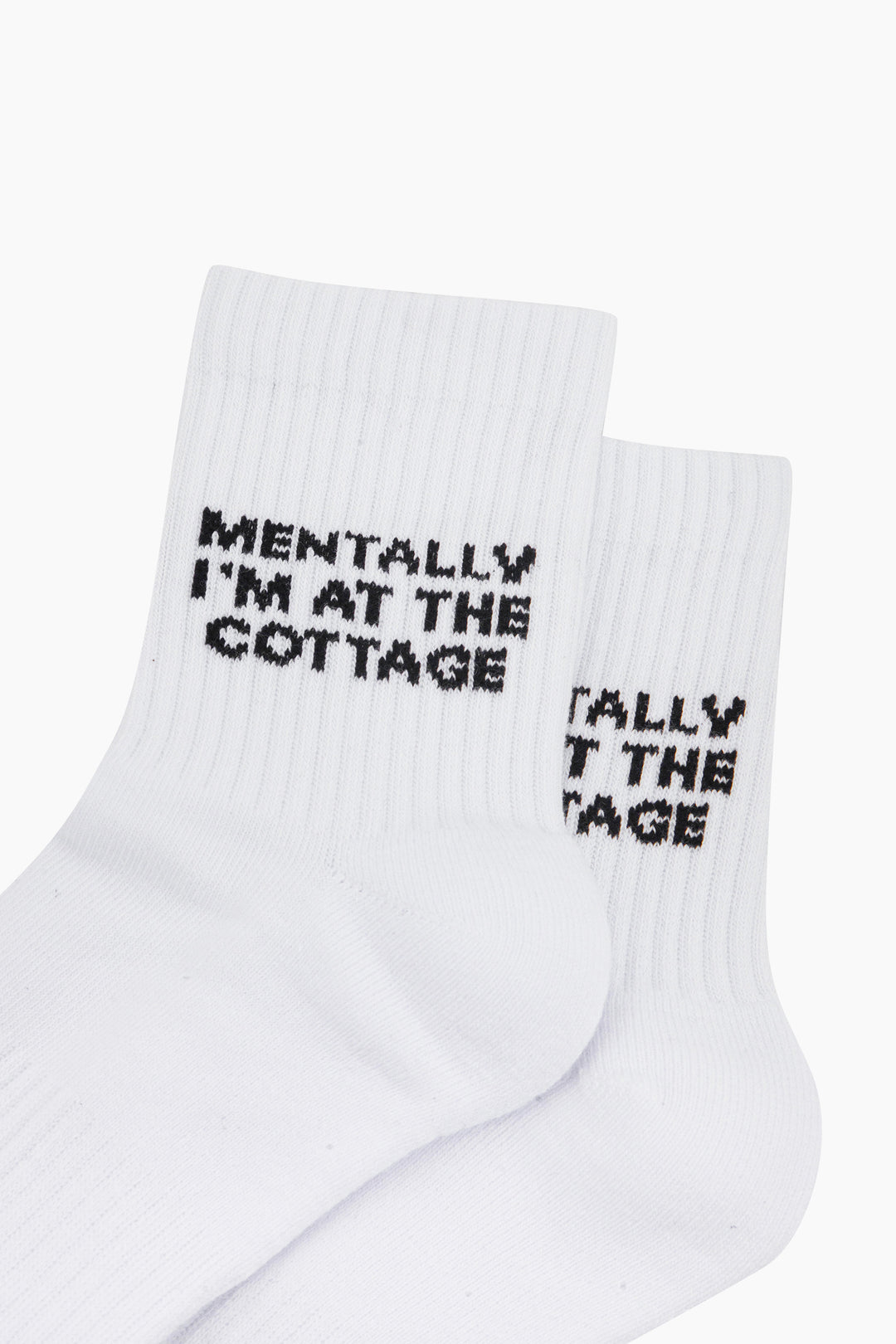 Mentally-I'm-At-The-Cottage-Organic-Cotton-Sports-Socks-in-White-Close-Up