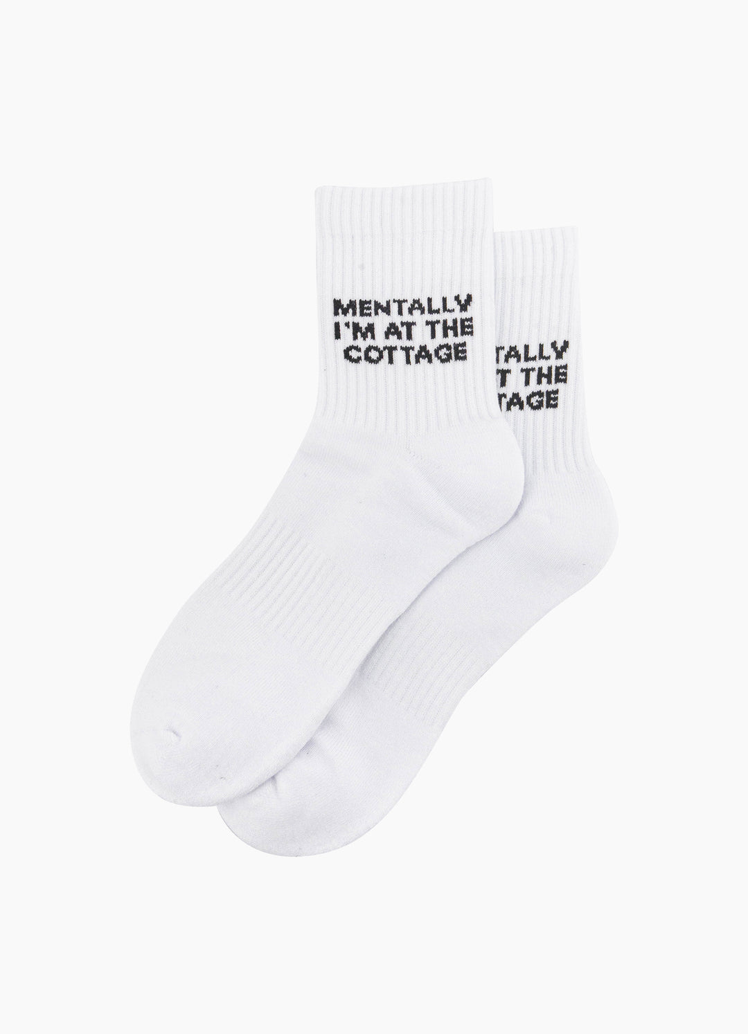 Mentally-I'm-At-The-Cottage-Organic-Cotton-Sports-Socks-in-White-Laid-Flat