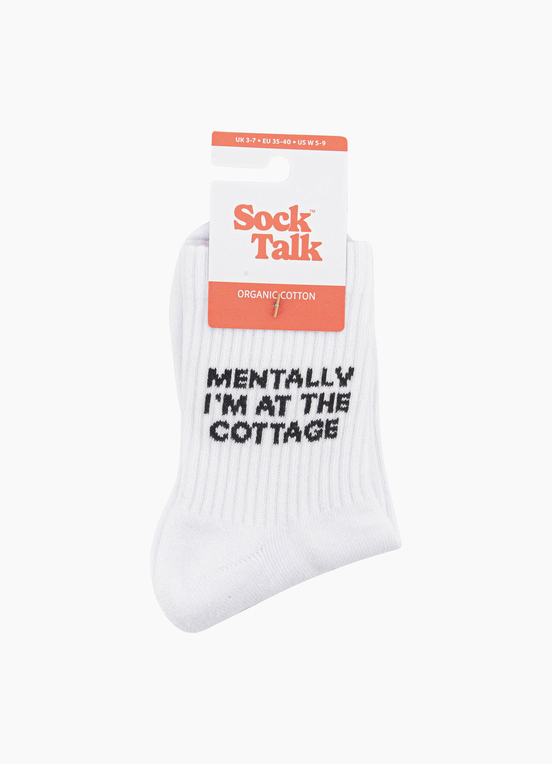 Mentally-I'm-At-The-Cottage-Organic-Cotton-Sports-Socks-in-White-In-Packaging