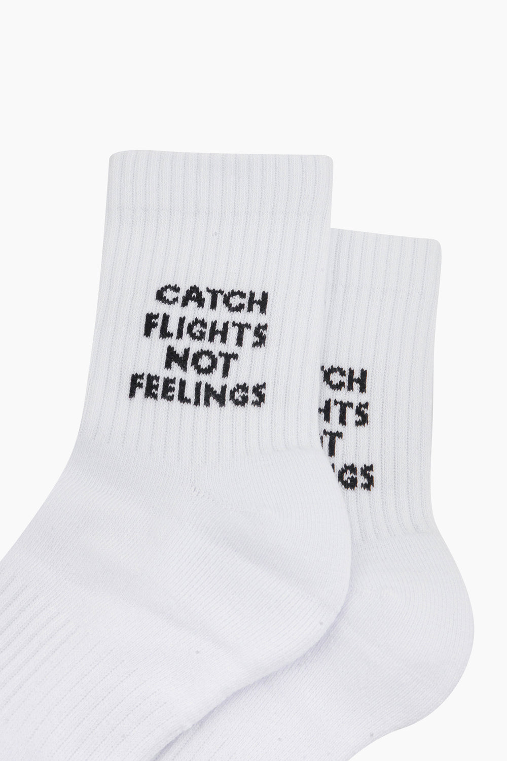 Catch-Flights-Not-Feelings-Organic-Cotton-Sports-Socks-in-White-Close-Up