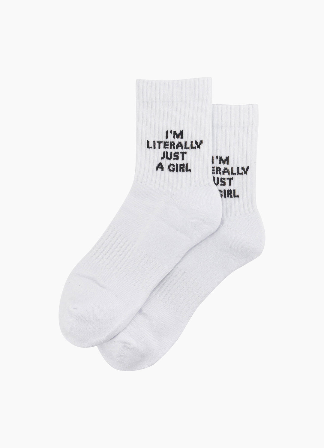 I'm-Literally-Just-A-Girl-Organic-Cotton-Sports-Socks-in-White-Laid-Flat