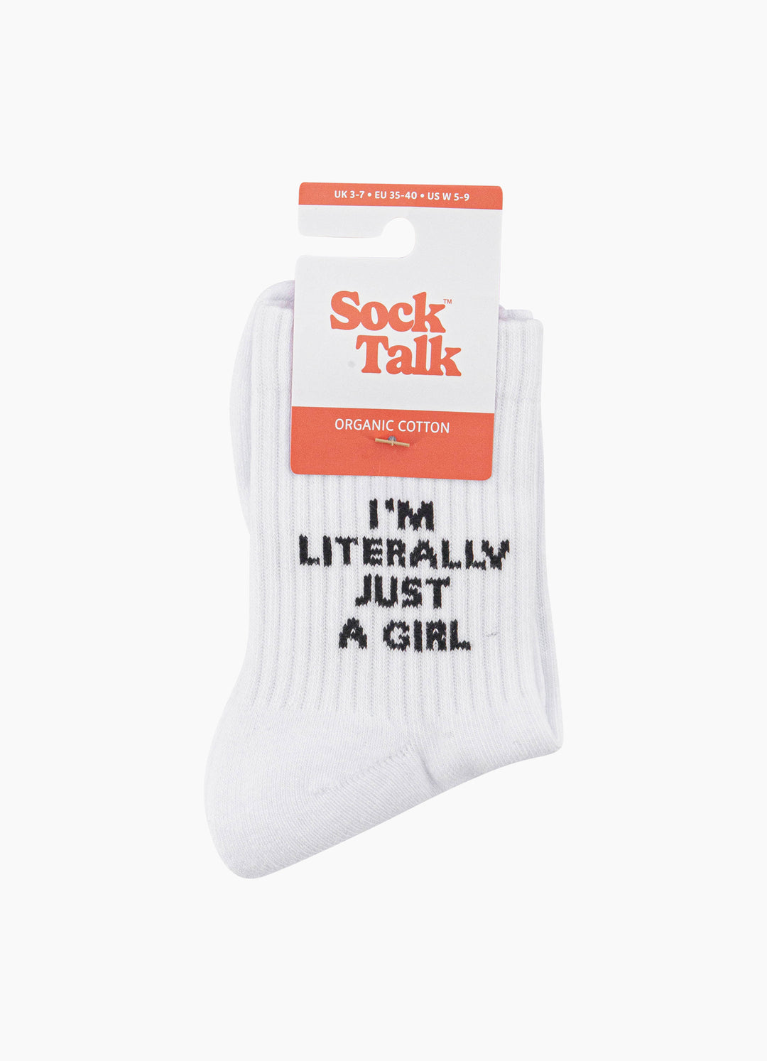 I'm-Literally-Just-A-Girl-Organic-Cotton-Sports-Socks-in-White-In-Packaging