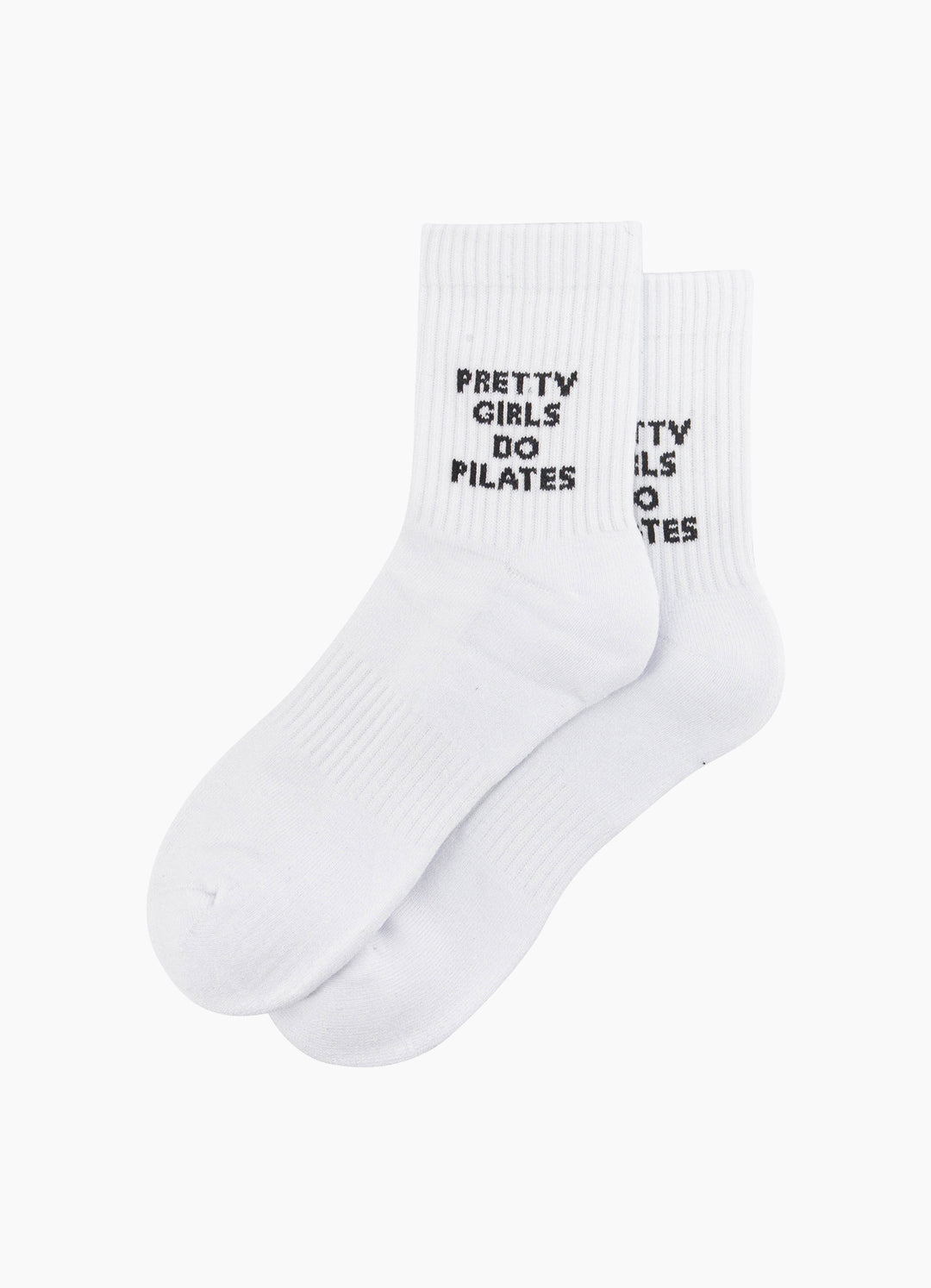 Pretty-Girls-Do-Pilates-Organic-Cotton-Sports-Socks-in-White-Laid-Flat