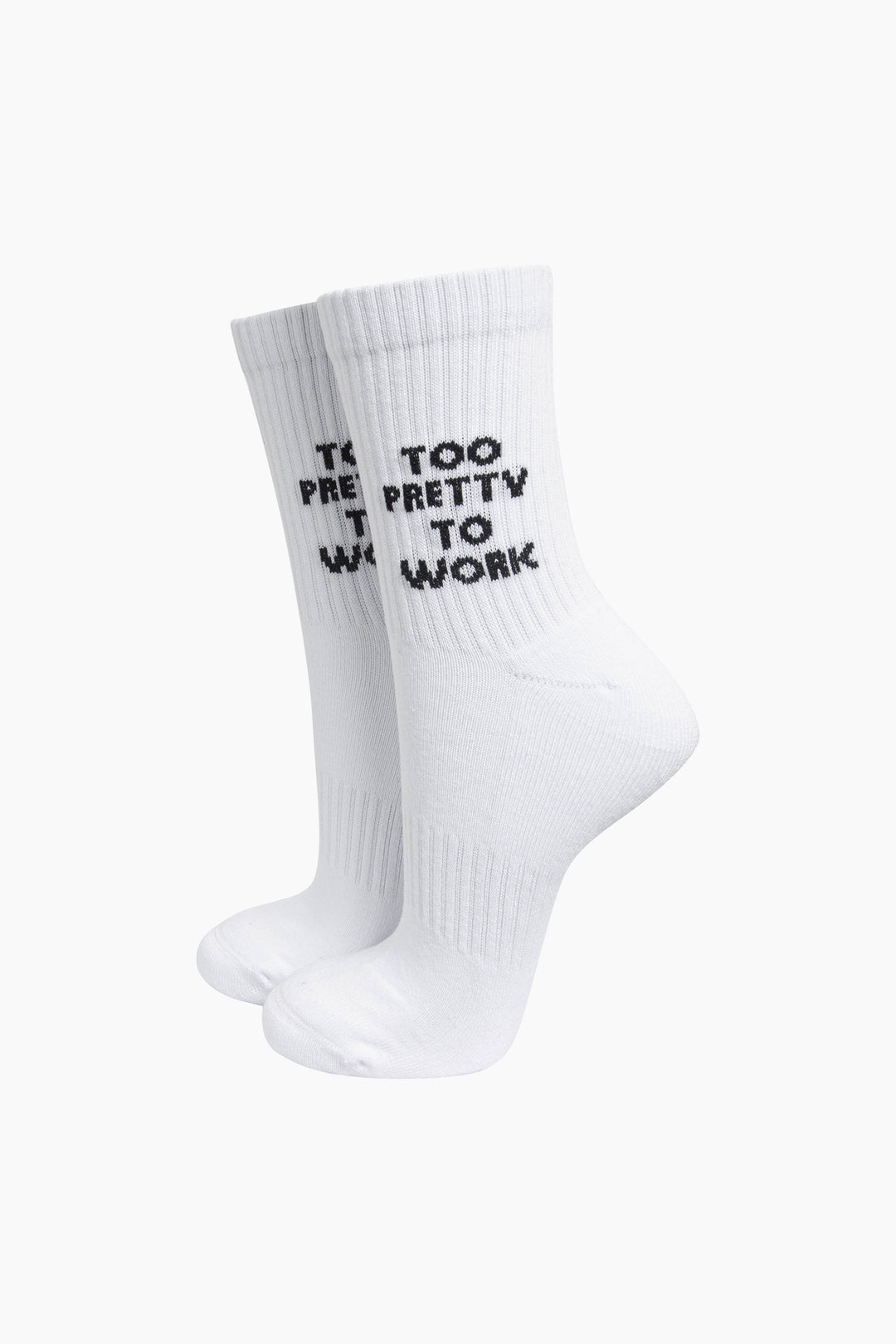 Too Pretty To Work Organic Cotton Sports Socks in White