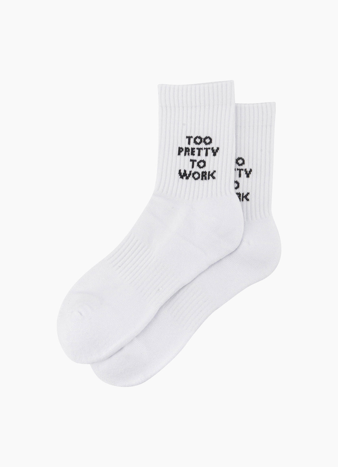 Too-Pretty-To-Work-Organic-Cotton-Sports-Socks-in-White-Laid-Flat