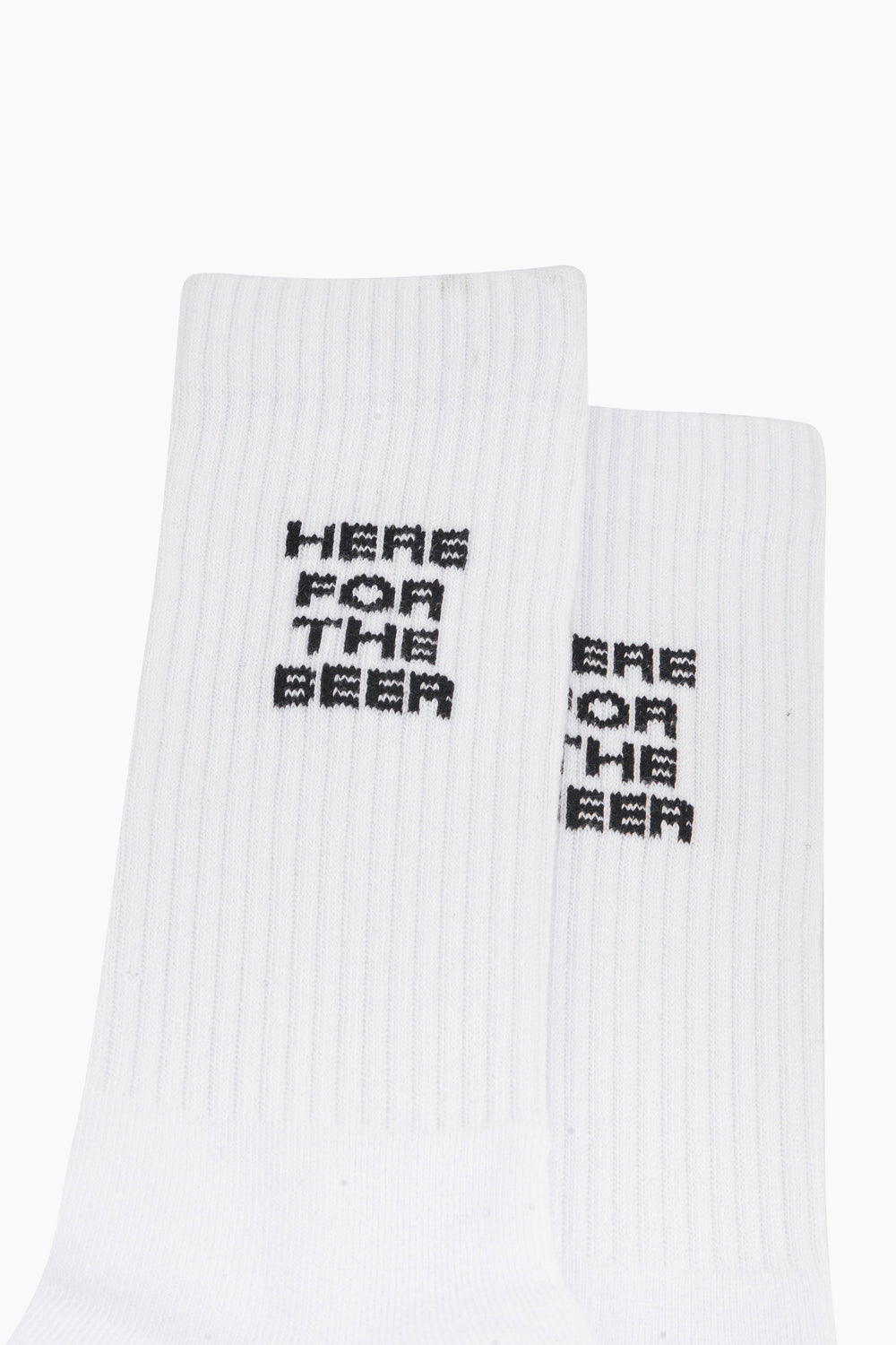 Here-for-The-Beer-Organic-Cotton-Sports-Socks-in-White-Close-Up