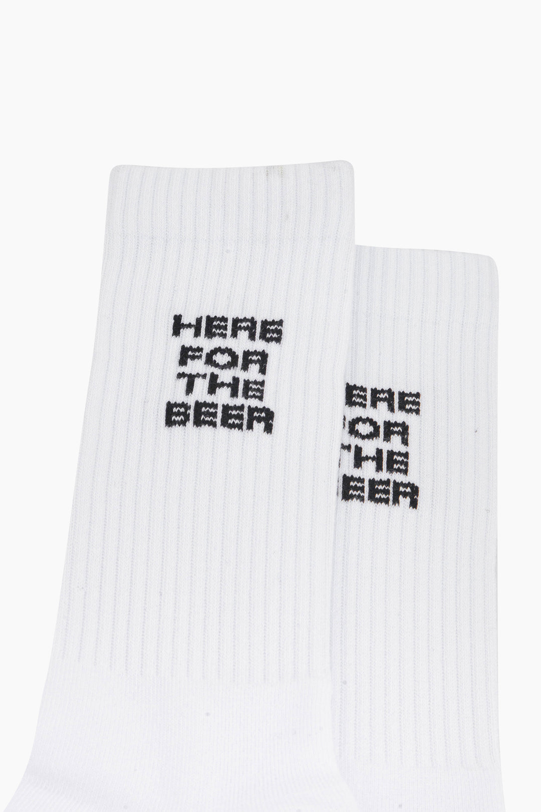 Here-for-The-Beer-Organic-Cotton-Sports-Socks-in-White-Close-Up