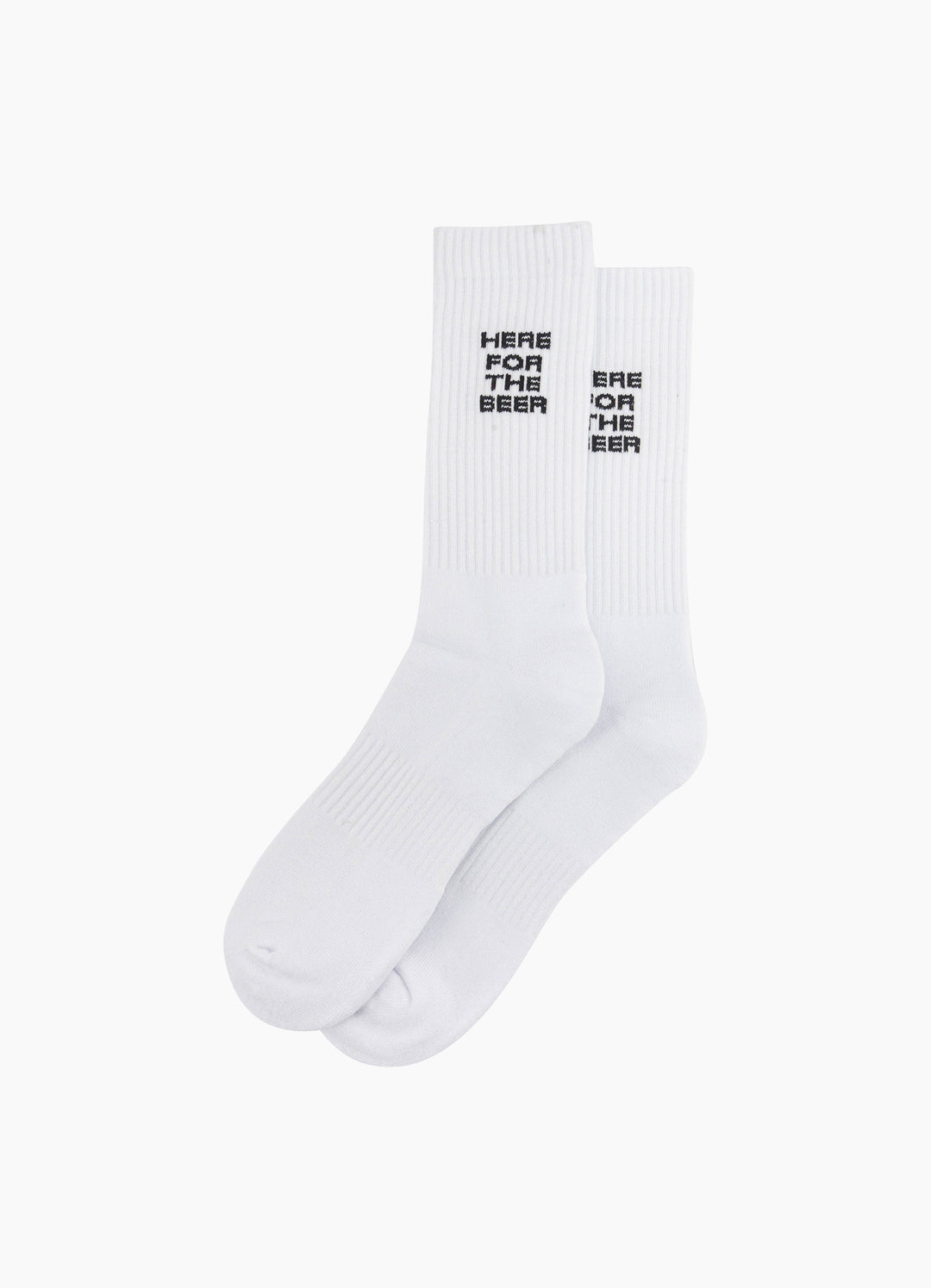 Here-for-The-Beer-Organic-Cotton-Sports-Socks-in-White-Laid-Flat