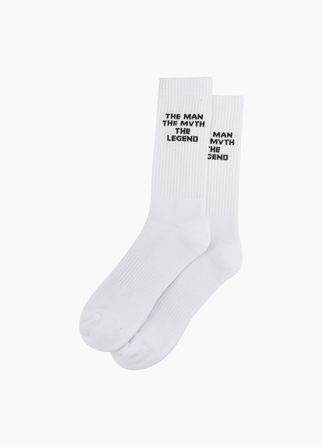 The-Man-The-Myth-The-Legend-Organic-Cotton-Sports-Socks-in-White-Laid-Flat