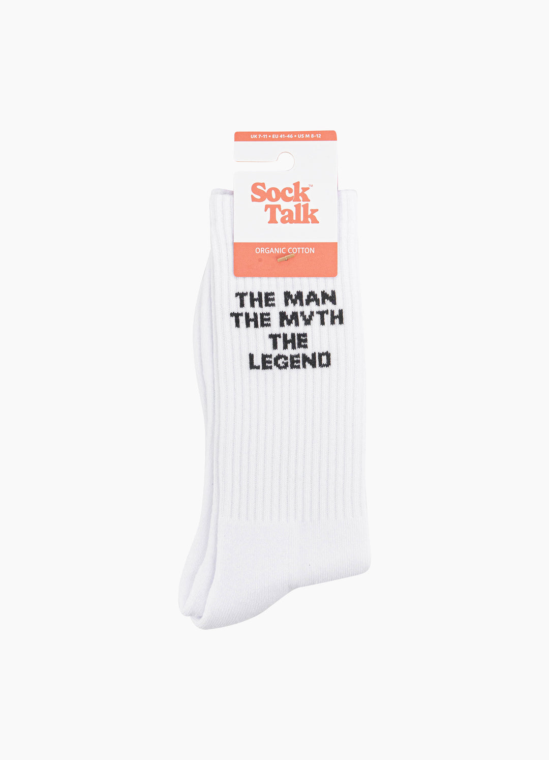 The-Man-The-Myth-The-Legend-Organic-Cotton-Sports-Socks-in-White-In-Packaging