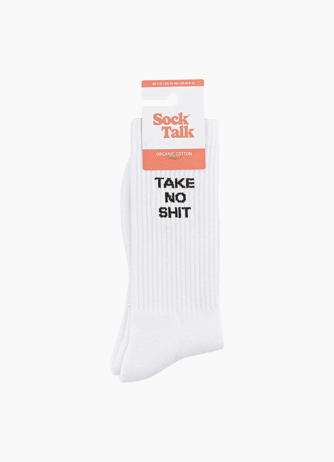Take No Shit Organic Cotton Sports Socks in White