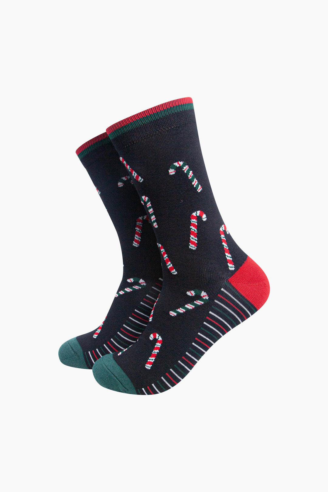 Candy Cane Men's Bamboo Socks in Black