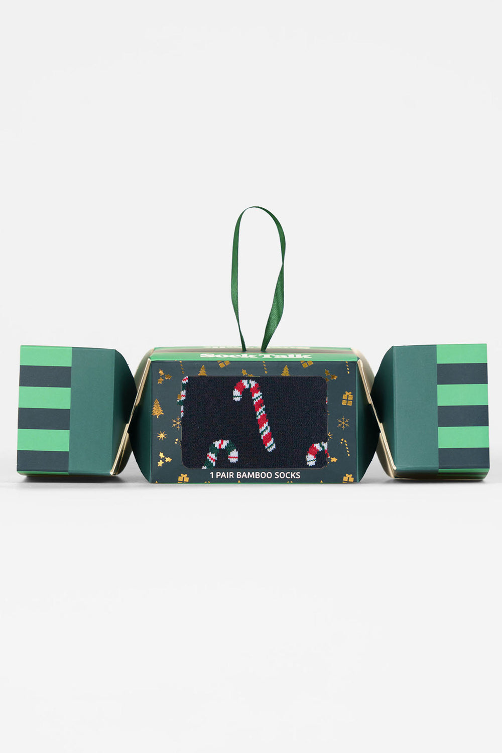 Candy-Cane-Bamboo-Crew-Socks-Christmas-Cracker-Gift-Box-in-Black