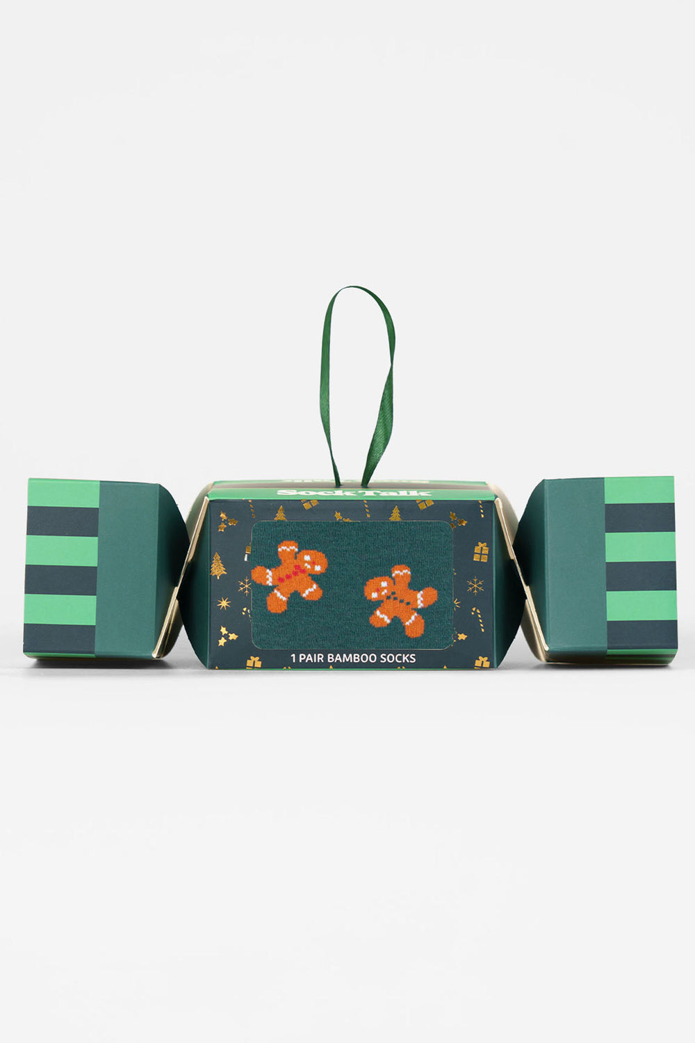 Gingerbread-Men-Cookie-Bamboo-Crew-Socks-Christmas-Cracker-Gift-Box-in-Green