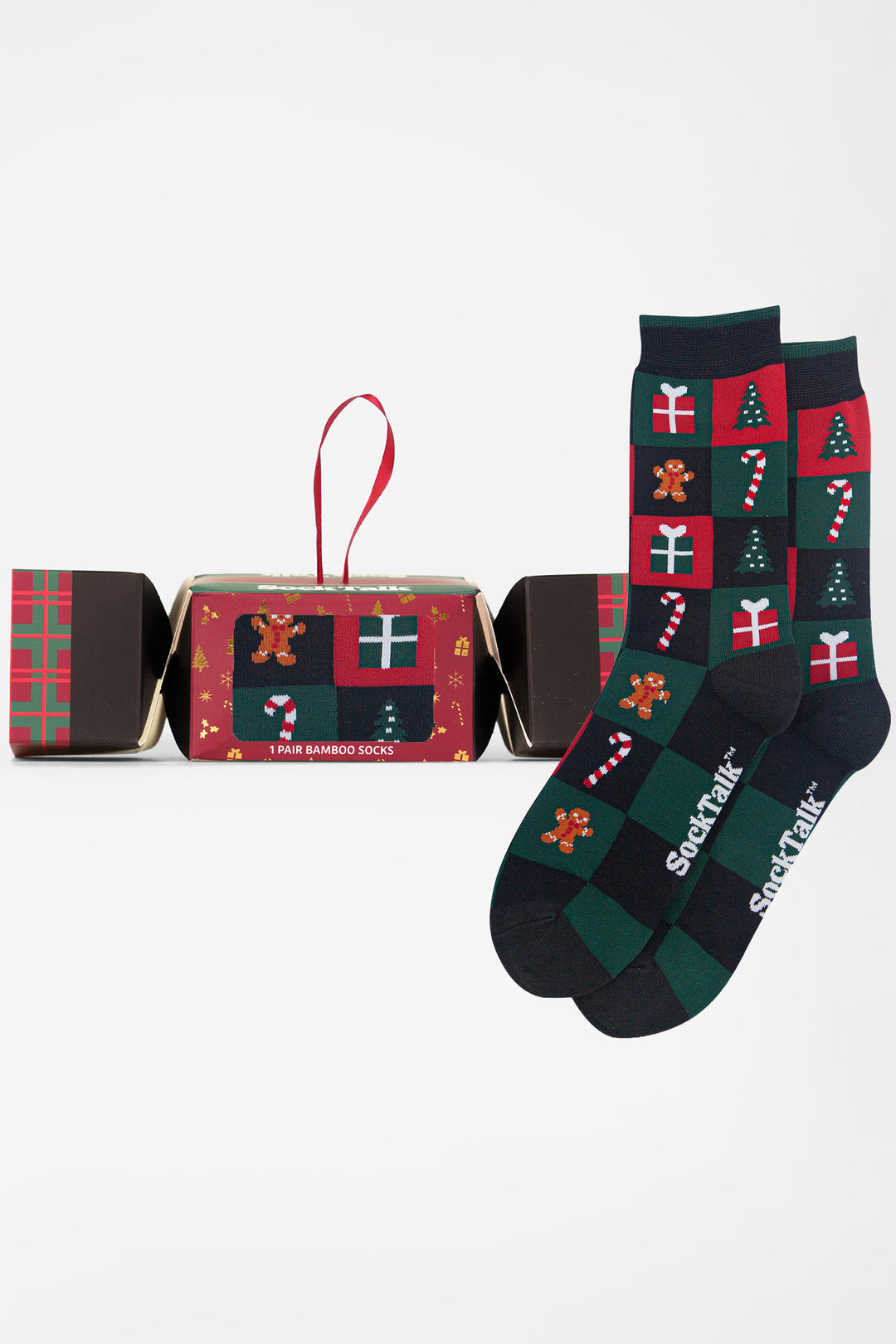 Christmas-Treat-Squares-Bamboo-Crew-Socks-Christmas-Cracker-Gift-Box-in-Black