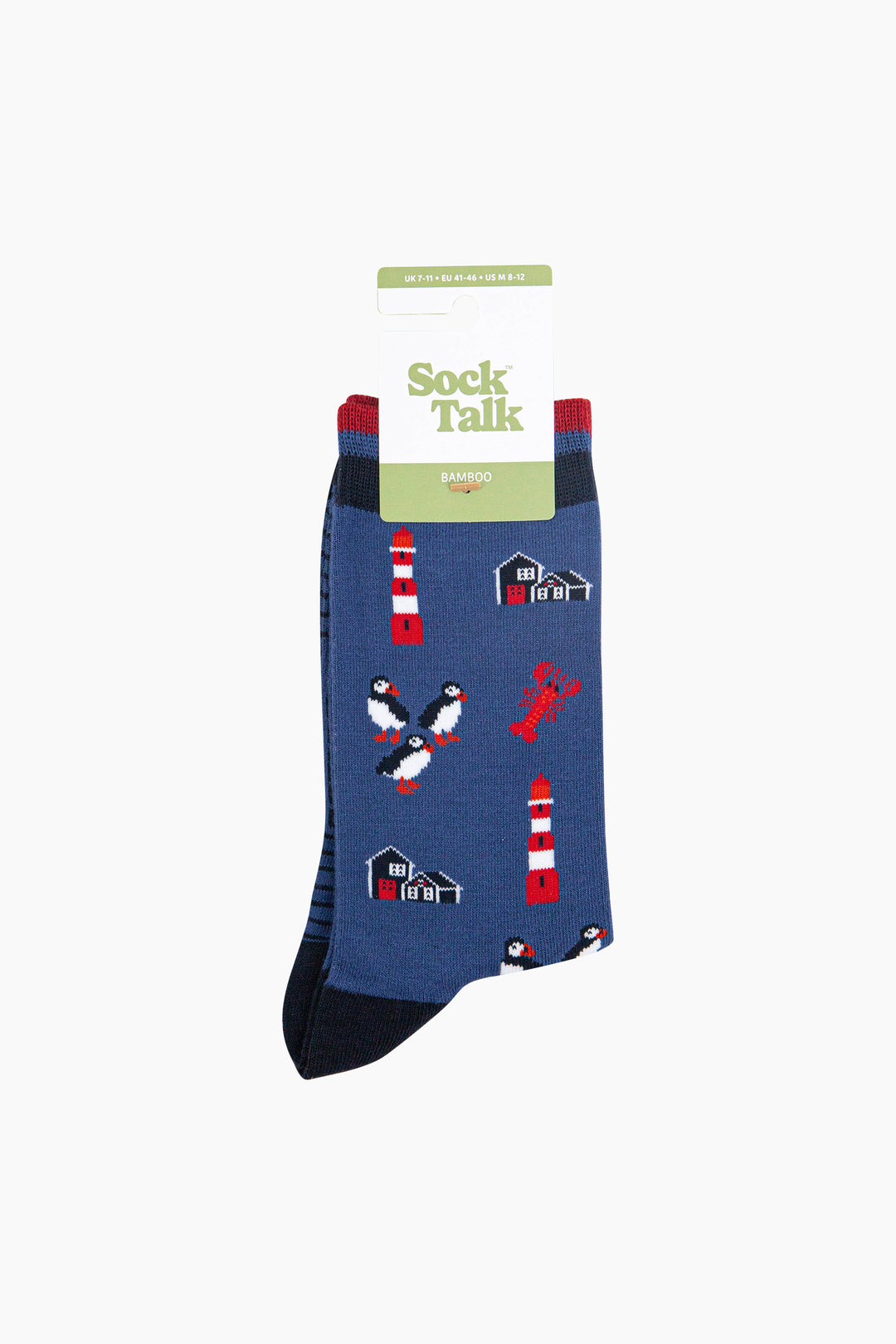 Lighthouse-&-Puffins-Bamboo-Socks-in-Blue-In-Packaging