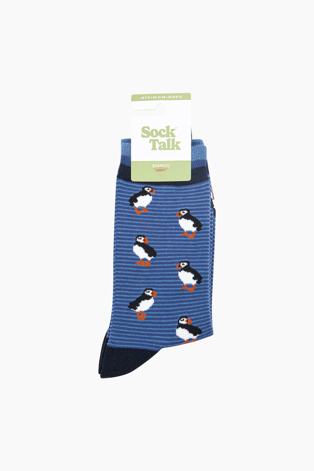 Puffins Striped Bamboo Socks in Blue