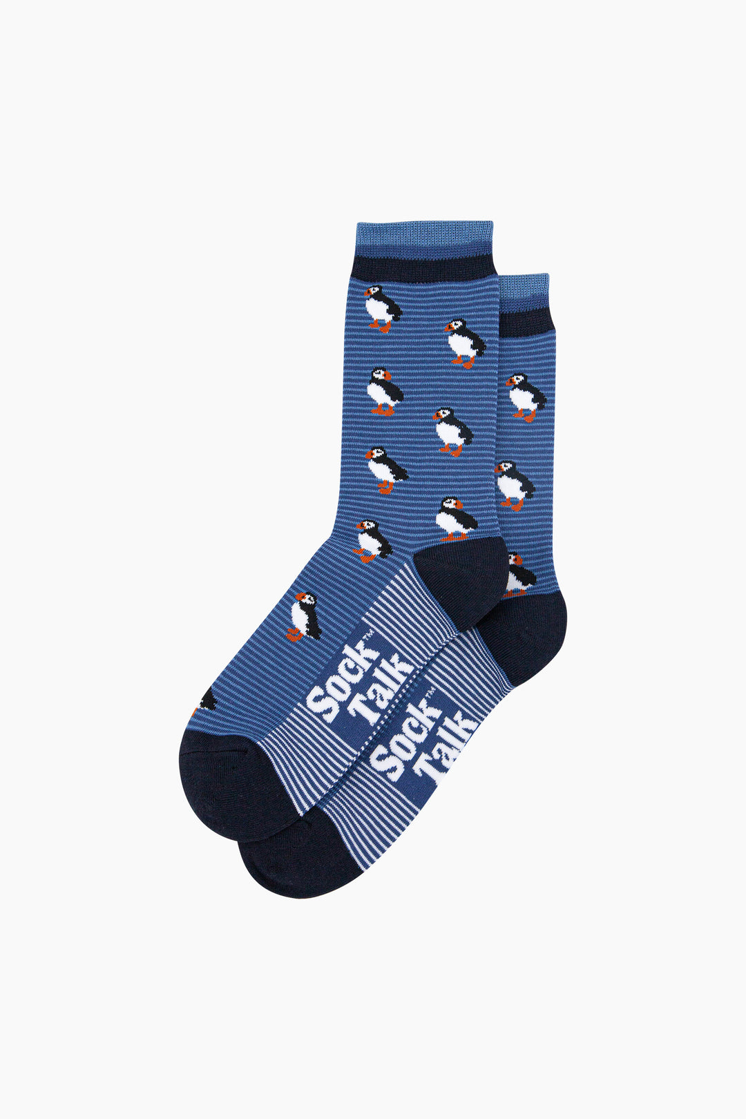 Puffins Striped Bamboo Socks in Blue