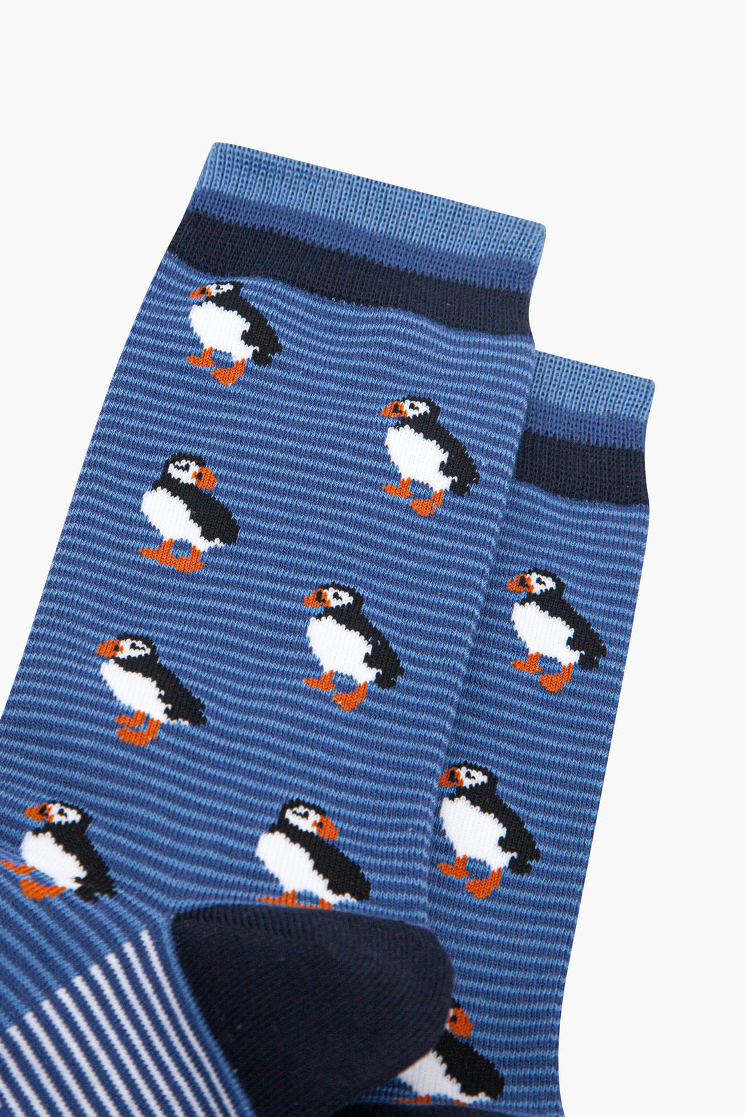 Puffins Striped Bamboo Socks in Blue