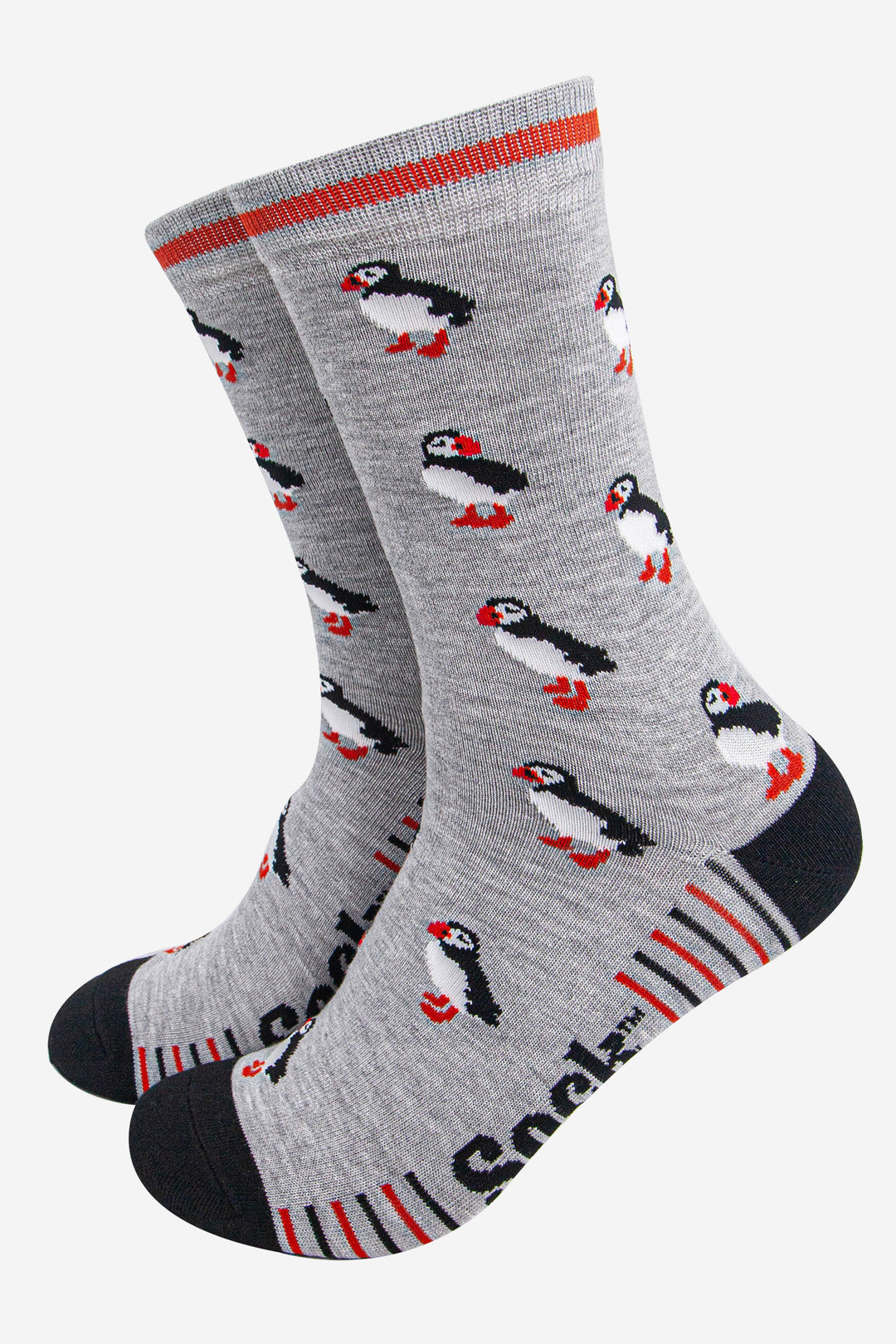 mens-bamboo-socks-light-grey-black-puffins-seabirds
