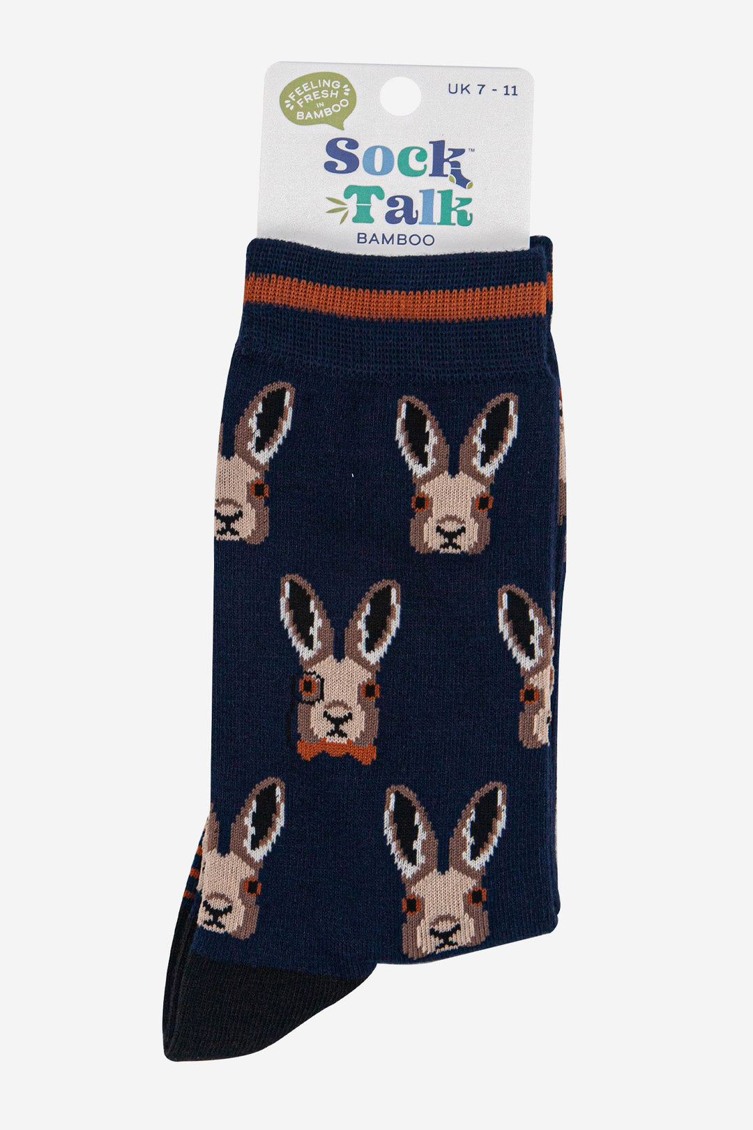 mens-bamboo-socks-navy-blue-black-dapper-hare-in-sock-talk-packaging