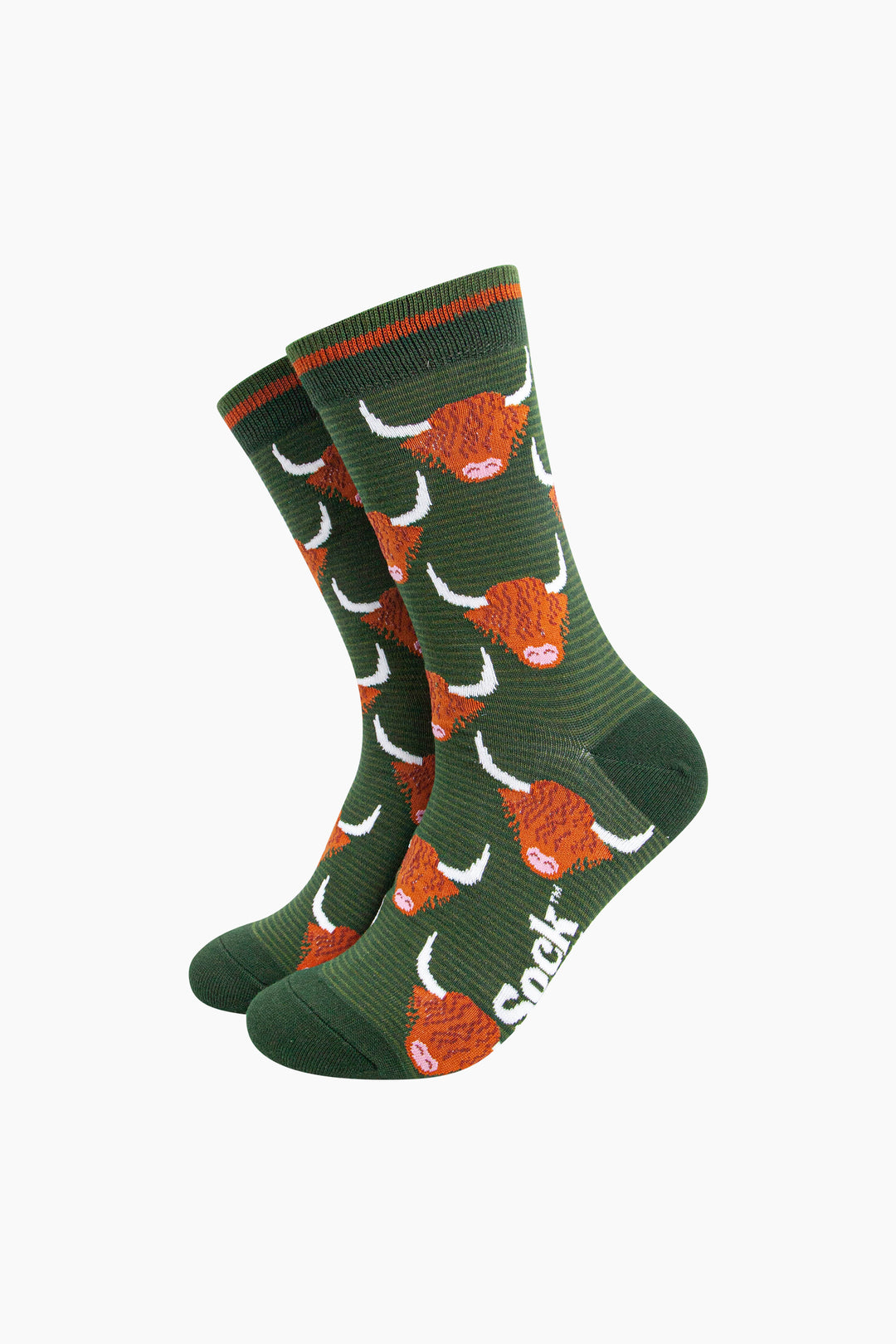 Highland-Cow-Bamboo-Socks-in-Forest-Green-Mannequin