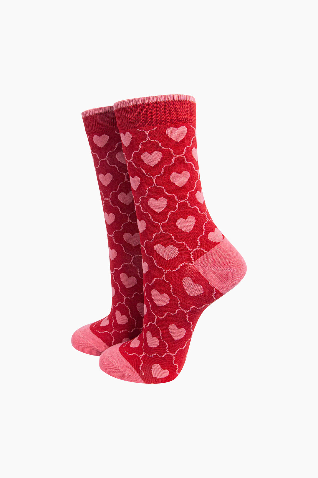 Heart Women's Bamboo Socks in Red
