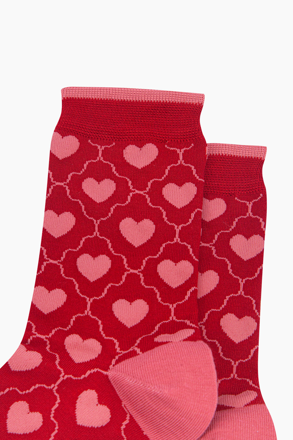 Heart-Women's-Bamboo-Socks-in-Red-Close-Up