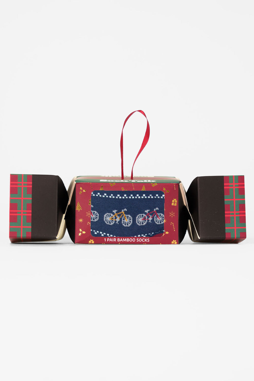 Bicycle-Fair-Isle-Bamboo-Crew-Socks-Christmas-Cracker-Gift-Box-in Navy-Blue