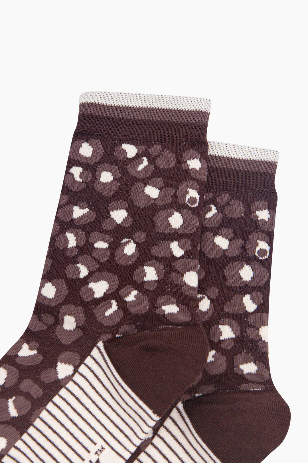Leopard-Print-Women's-Bamboo-Socks-in-Brown-Close-Up