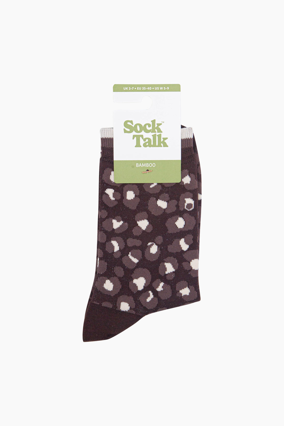 Leopard-Print-Women's-Bamboo-Socks-in-Brown-In-Packaging