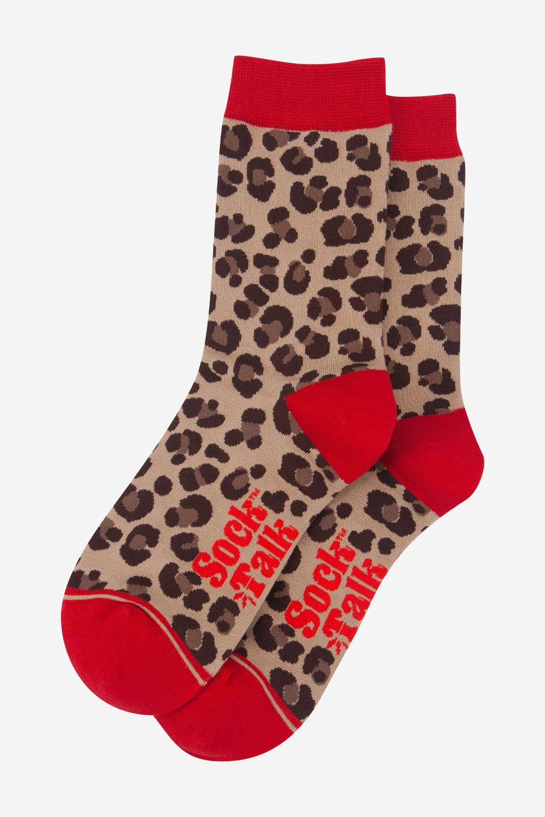 Women's Bamboo Ankle Socks Christmas Cracker Gift Box - Beige/Red, Leopard