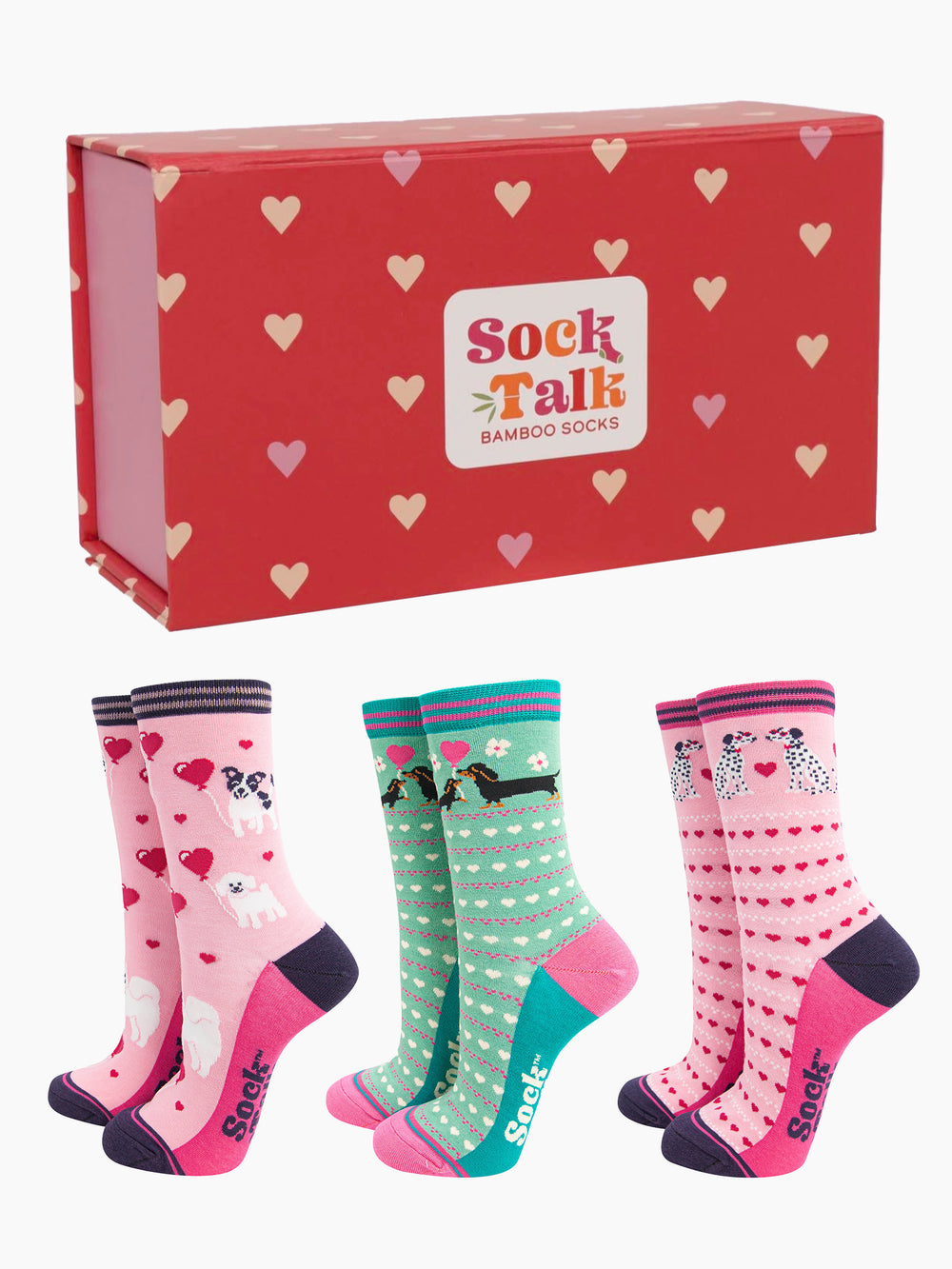 womens-bamboo-socks-gift-box-love-heart-dogs-three-pairs-ankle-socks-and-packaging