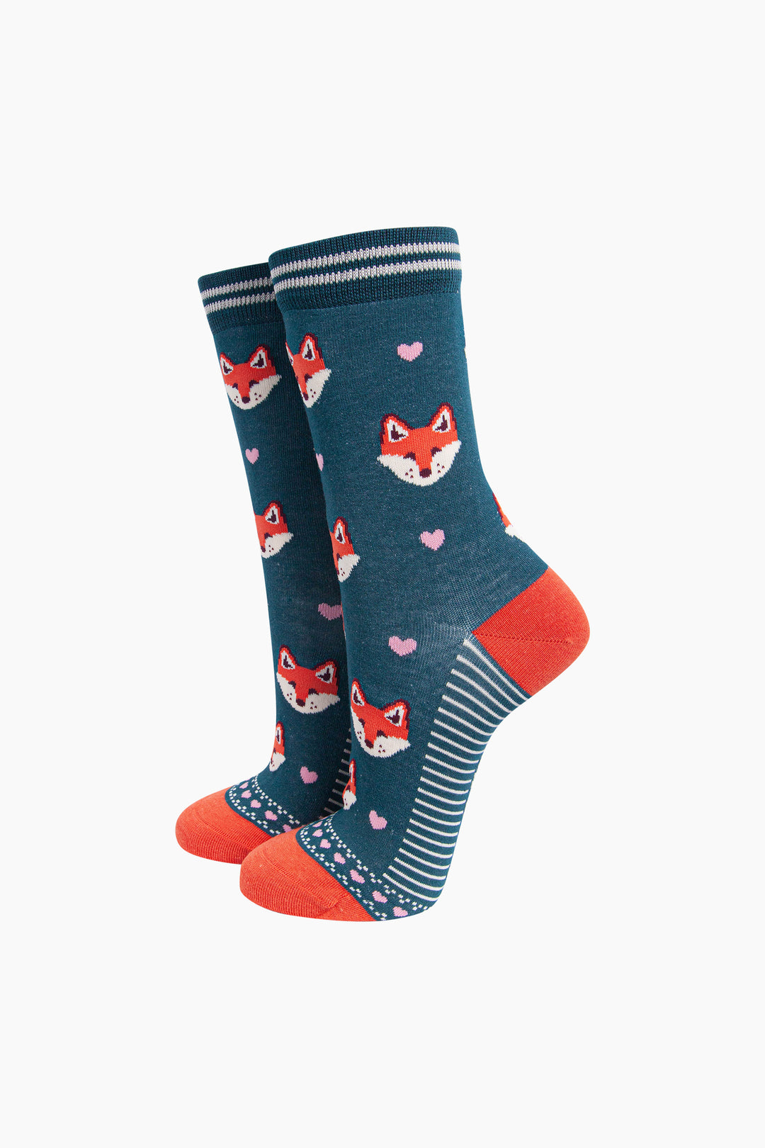 Fox-Women's-Bamboo-Socks-in-Forest-Green-On-Mannequin