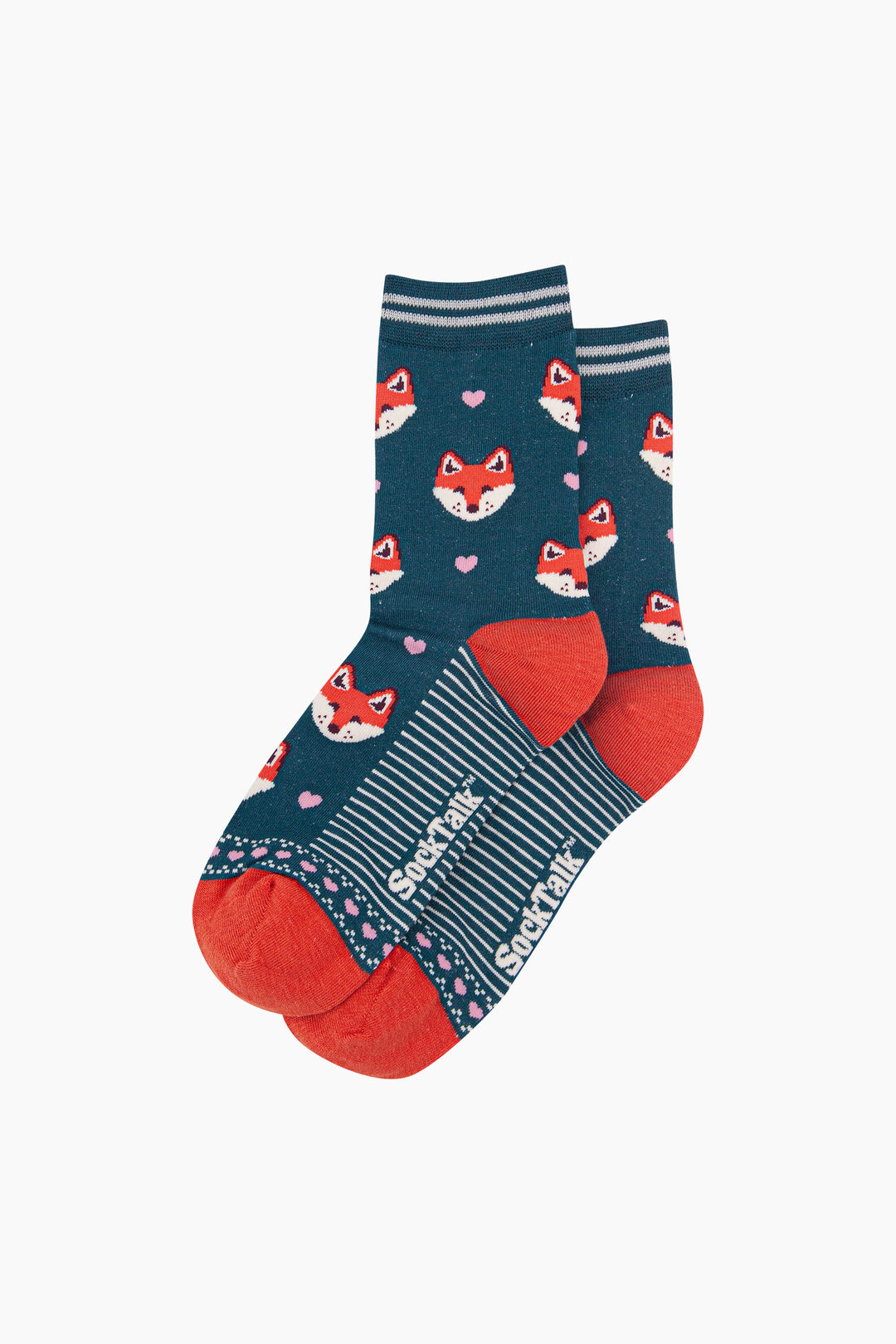 Fox-Women's-Bamboo-Socks-in-Forest-Green-Laid-Flat