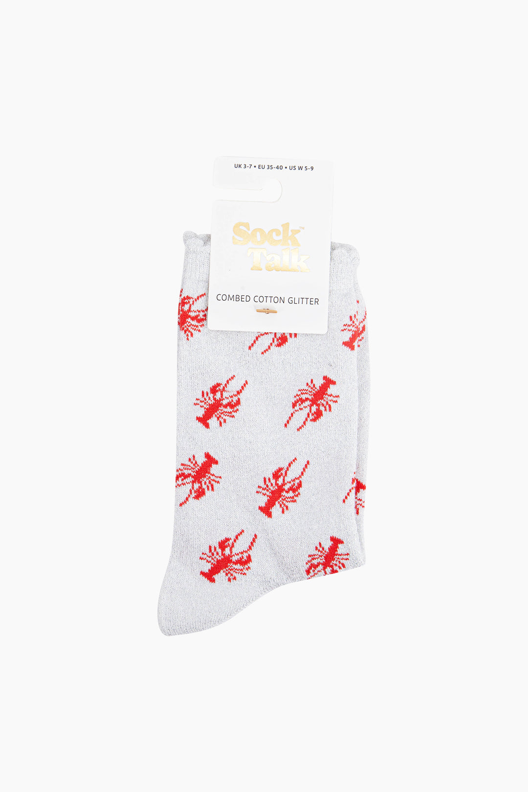 Lobster-Combed-Cotton-Glitter-Socks-in-White-Red-In-Packaging