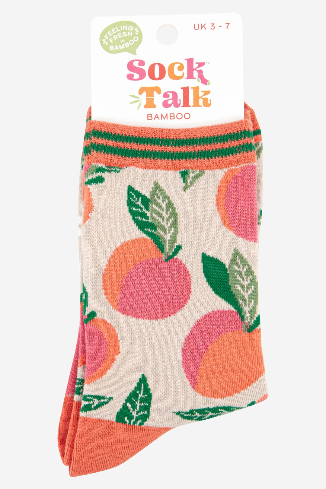 womens peach fruit bamboo socks uk size 3-7