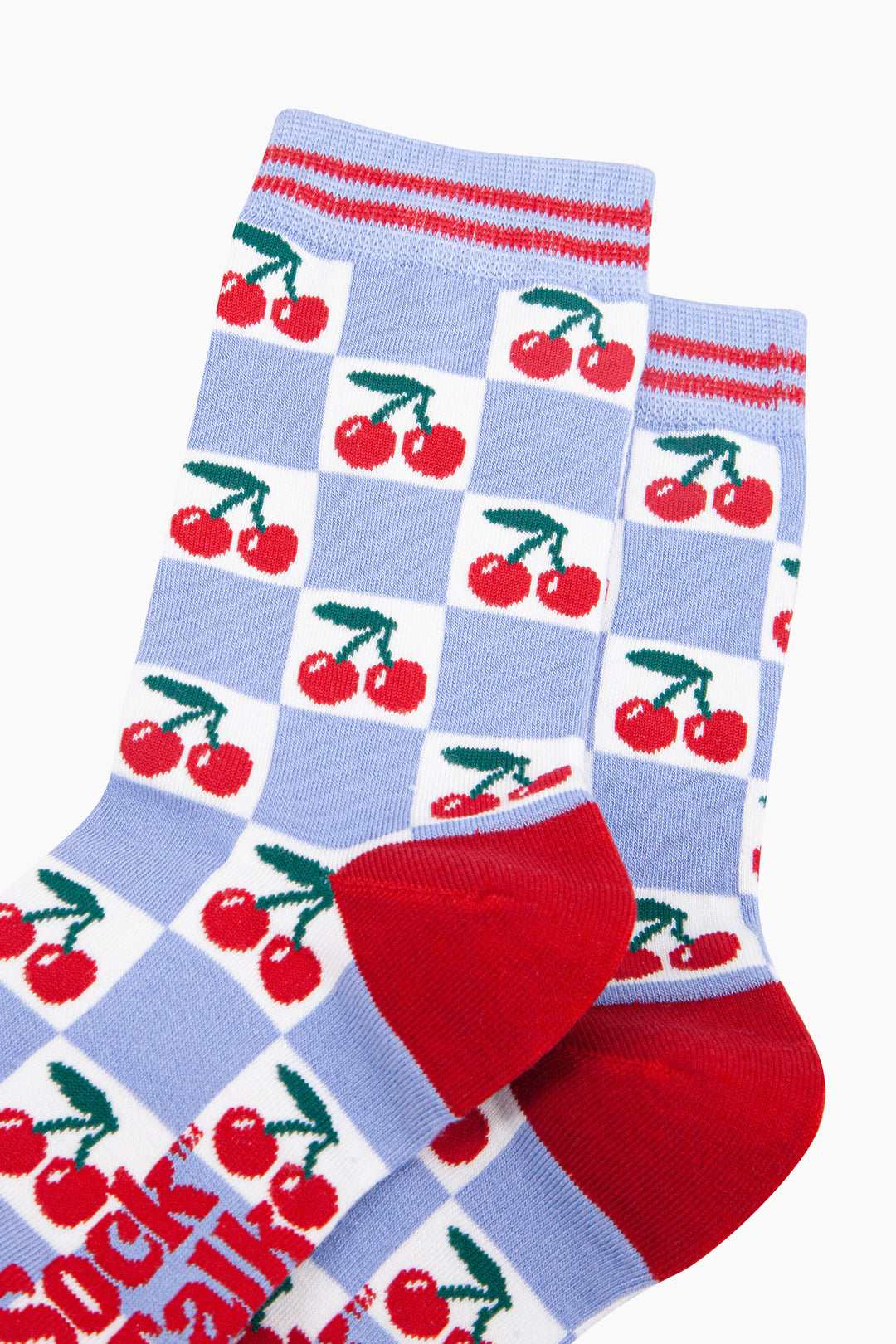 Cherry-Checkerboard-Bamboo-Socks-in-Blue-Close-Up
