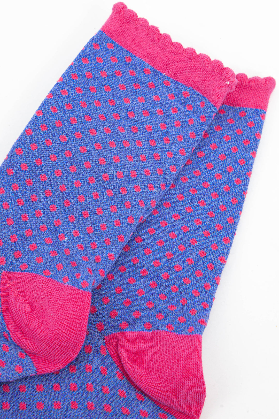 close up of the small spotted scattered pattern on the sparkly ankle socks