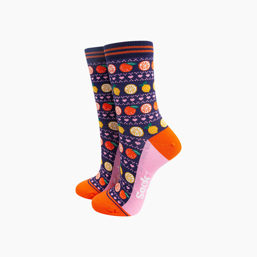 Oranges-&-Lemons-Bamboo-Socks-in-Navy-Blue-Mannequin