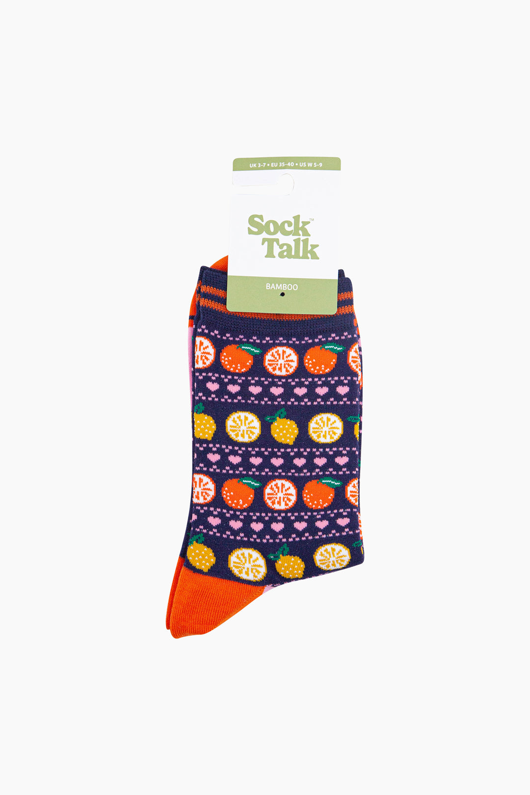 Oranges-&-Lemons-Bamboo-Socks-in-Navy-Blue-In-Packaging